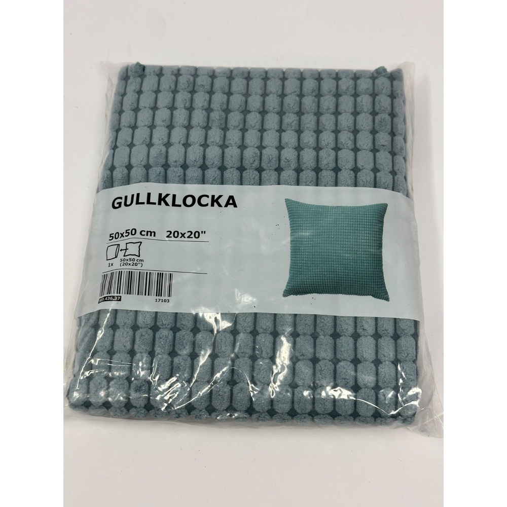 Ikea GULLKLOCKA Pillow Cushion Cover Chenille Cotton 20" x 20" Blue - NEW X9